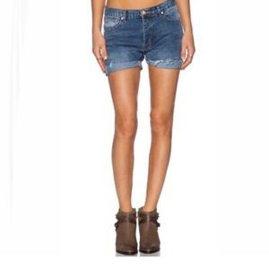 One Teaspoon Chargers Denim Jean Shorts 4 Button Fly Size 24